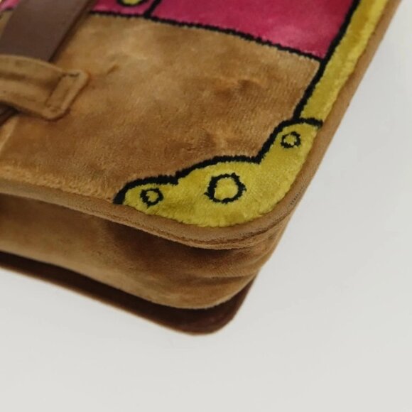 PRADA Chain Kaye Shoulder Bag Velor Beige Gold Auth 141360 - Picture 5 of 16